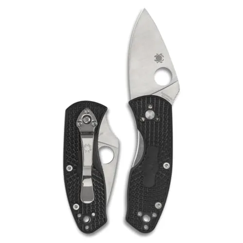 Spyderco Ambitious C148PBK Taschenmesser, leicht, klappbar, mit 6,1 cm Edelstahlklinge und FRN-Griff, PlainEdge