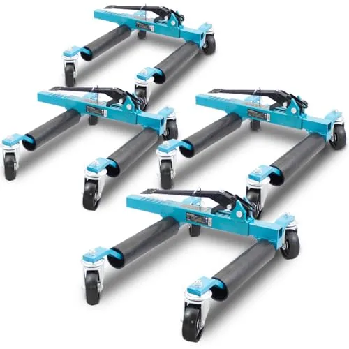 BITUXX PKW Rangierhilfe – Mechanischer Rangierheber für Autos - Wagenheber für einfaches Rangieren bis 560 kg pro Roller. Ideal für Werkstätten und Ausstellungen, ermöglicht das Heben und Bewegen von Fahrzeugen auf engstem Raum.