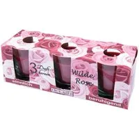 HS Candle Duftkerzen Classic Kerzen 3er Pack Wilde Rose
