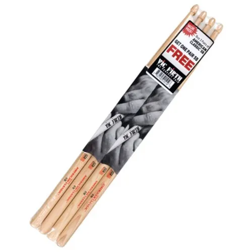 Vic Firth American Classic 5B Value Pack - 4 Paar Schlagstöcke - Zubehör für Schlaginstrumente, hochwertige Hickory-Sticks mit Teardrop-Kopfform für perfekten Klang und Kontrolle.