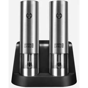 Lebenlang Salz- und Pfeffermühle elektrisch mit LED-Beleuchtung - Gewürzmühlen-Set mit hochwertigem Keramikmahlwerk, integriertem LED-Licht und USB-Wiederaufladung für eine einfache und präzise Handhabung.