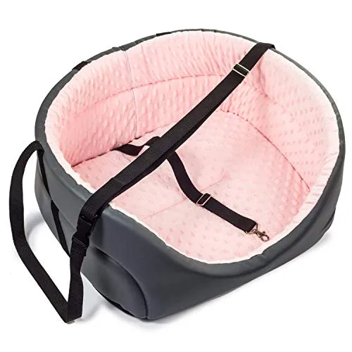 Hunde Autositz Universal Waschbar Abriebfest, Autositz Hund für Vordersitz, Beifahrersitz, Rückbank, Hundebett Hundetasche, S: 39 cm x 32 cm, Rosa