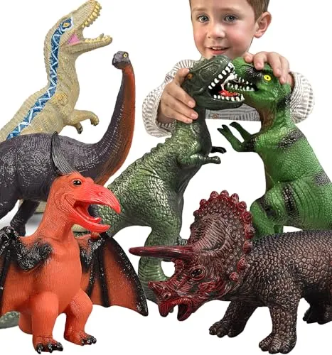 Gzsbaby 6-teiliges Dinosaurier-Spielzeug für Kinder und Kleinkinder, T-Rex Triceratops, Dinosaurier-Spielzeug-Set für Dinosaurier-Liebhaber