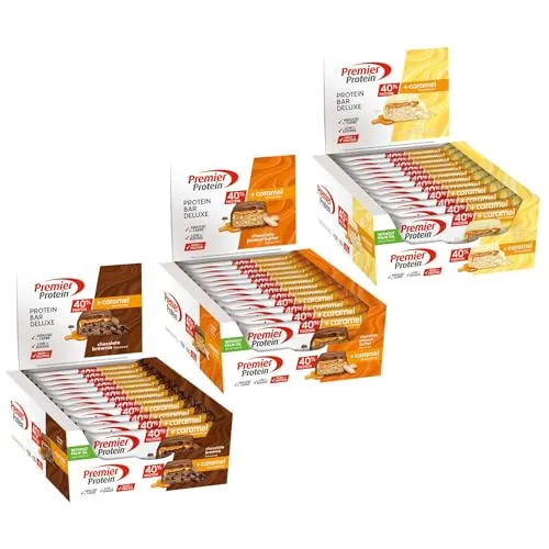 Premier Protein Deluxe Bundle – Schokoladen-Brownie & mehr (36 Riegel) - Genießen Sie drei köstliche Geschmacksrichtungen in einem Bundle. Jeder Riegel enthält 20 g Protein für den perfekten Snack zwischendurch, ideal für aktive Lebensstile. Lieferumfang: 3 Boxen mit je 12 Riegeln.