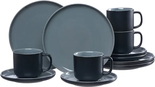 Ritzenhoff & Breker Kaffee-Set 12-tlg. JASPER - Elegantes 12-teiliges Kaffee-Set für bis zu 4 Personen, spülmaschinengeeignet, modernes Design mit zweifarbiger Glasur – perfekt für stilvolle Kaffeepausen.