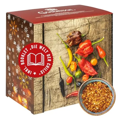 Corasol Premium Chili Adventskalender - 24 scharfe Chilisorten bis zu 1,5 Mio. Scoville, das perfekte Geschenk für feurige Gourmets!