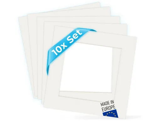 PHOTOLINI Bilderrahmen Passepartouts 10er Set - die Fotos und Bilder in den Fokus setzen