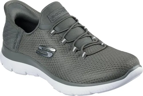 Skechers Damen Slip-ins Summits Diamond Dream Sneaker 150123 OLV Olivgrün - Stylische Damen-Sneaker mit Slip-ins Technologie für müheloses Anziehen. Atmungsaktives Mesh-Obermaterial und Air-Cooled Memory Foam Innensohle bieten optimalen Komfort. Perfekt für Freizeit und Alltag.