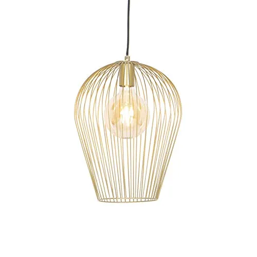 Qazqa Design Pendelleuchte, Pendellampe - Wire - Gold, 30cm, Ideal als Küche lampe, Schlafzimmerlampe und Wohnzimmerlampe