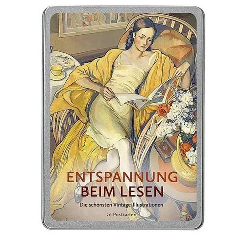 Postkarte Entspannung beim Lesen: Die schönsten Vintage-Illustrationen, 20 Po