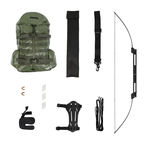 BRANKA Tactical Oliv-Grün Outdoor-SET Klappbogen Rucksack Recurvebogen
