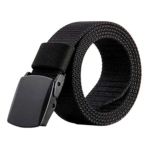 Dokpav Herren Gürtel, Herren Militär Taktische Gürtel Verdickte Nylon Atmungsaktiv Canvas Stoff Gürtel Verstellbare Gurtband mit Kunststoff Schnalle 140cm Länge (Schwarz)