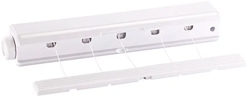 Rosenstein & Söhne Wandwäschetrockner: Wandtrockner mit 5 ausziehbaren Wäscheleinen zu je 4,2 m, gesamt: 21 m (Wäscheleine zum Ausziehen, Wäscheleine über Badewanne, Seil)