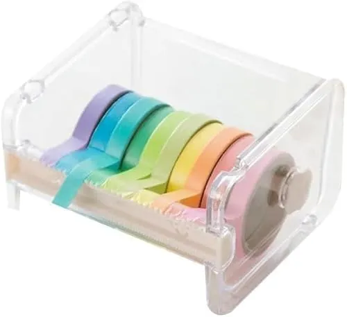 Transparenter sichtbarer Washi-Verpackungsbandabroller, Rollbandhalter, Organizer, Schreibtisch-Büro-Klebebandhalter, DIY-Aufkleber, Rollenbandschneider, Halterung, Aufbewahrungsband, Schneidband