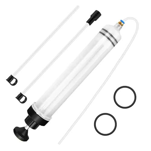 QOUBNIC Ölabsaugspritze, 500ML Ölspritze Handpumpe mit 2 Schlauch EIN Paar 1M Verlängerungsrohr Ersatzgummiringe Ölabsaugpistole Absaugpumpe Ölabsaugpumpe für Motor Auto Getriebe Hinterachsöl