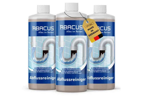 ABACUS® Abflussreiniger – Kraftvoll gegen Verstopfungen, Rohrfrei und Abflussfrei - Der ABACUS Abflussreiniger entfernt mühelos Haare und Ablagerungen in Rohren. Ideal für den privaten Haushalt, wirkt selbst bei stehendem Wasser und schützt Rohre und Dichtungen.