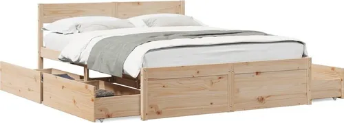 Maison Exclusive Massivholzbett 140x200 cm Kiefernholz mit Schubladen