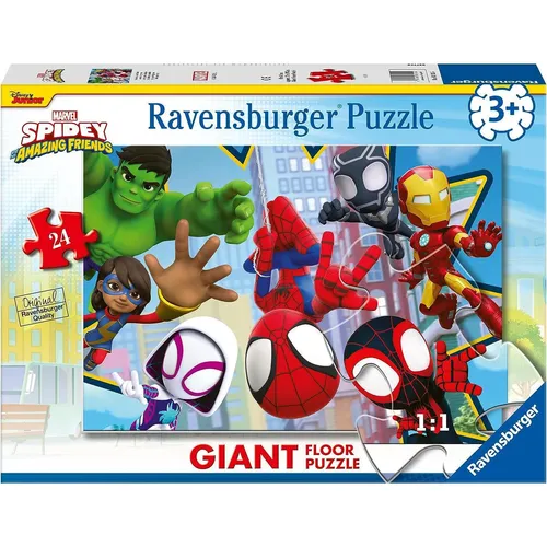 Ravensburger 24 Piece Giant Floor Puzzle - Spidey - Puzzle für Kinder, großes Design mit Spidey-Motiv, fördert das logische Denken und die Hand-Augen-Koordination.