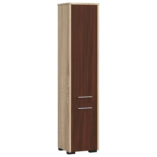AKORD Badezimmer-Hochschrank schränke | Badezimmer kommode | FIN 2D 2 Türen (je Oben und unten) | B30 x H140 x T30 cm | Gewicht 25 kg | Hängeschrank für Wandmontage Sonoma Eiche & Wenge Front