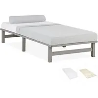 Homestyle4u Holzbett Palettenbett 90x200 mit Matratze - Modernes Palettenbett in Grau (90x200 cm) mit Lattenrost und Komfortschaummatratze – ideal für Schlafzimmer und Gästezimmer, vereint Stabilität und elegantes Design!