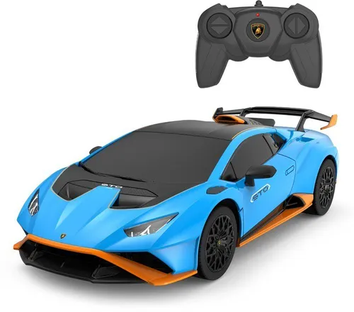 rastar - R/C 1:24 Lamborghini Huracan STO, Blau - App- & ferngesteuerte Autos: Authentische 1:24 Replik mit Funkfernbedienung, bis zu 25 Meter Reichweite und bruchsicherem Design – ideal für drinnen und draußen!
