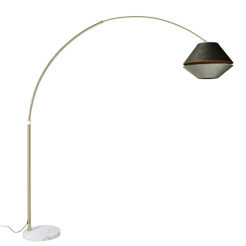 Qazqa XXL Stehlampe in Grün, E27, klassischer Velours-Look - Elegante XXL Stehlampe für den Innenbereich, flexibel höhenverstellbar bis 269 cm. Ideal, um jedem Raum eine stilvolle Note zu verleihen. Lieferung mit Montageanleitung.