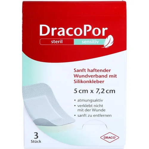 Dracopor sensitiv 5x7,2 cm steril mit Silikonkleber