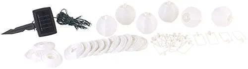 Lunartec Solar Lampionkette: Solar-LED-Lichterkette, warmweiß, mit 20 weißen Lampions, 3,8 m, IP44 (Lampionkette wetterfest, Outdoor, Weihnachtsbeleuchtung)