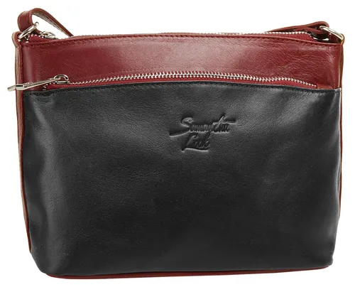 Samantha Look Umhängetasche Damen 019954 rot - Umhängetasche aus 100% Rindleder mit stufenlos verstellbarem Schultergurt, ideal für modische Organisation bei Spaziergängen oder Städtetouren.