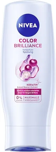 NIVEA Color Brilliance Farbschutz Spülung (200 ml), feuchtigkeitsspendende Haarspülung mit Keratin und Acai Beeren-Extrakt, Conditioner für längeren Farbschutz