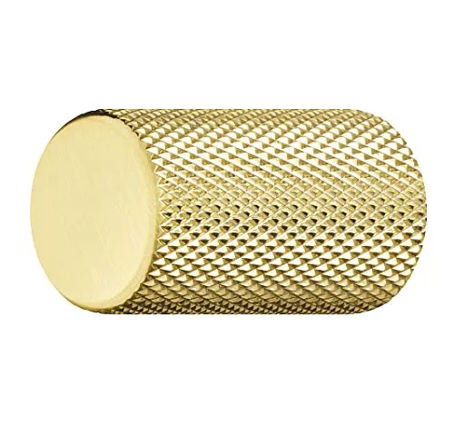 Gedotec Möbelgriff Messing poliert - Aluminium Möbelknopf Vintage Schrankknopf geriffelt - KING | Türgriff Möbel-Schranktür | Knopf Ø 17 mm | Knauf rund | 1 Stück - Türknopf Gold mit Gewindeschrauben