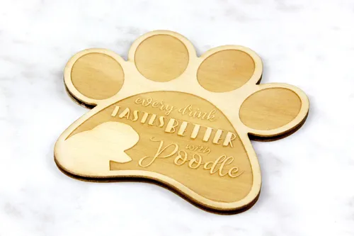 Pudel - Tasse Untersetzer, graviert Untersetzer mit Hund, Geschenk für Hundeliebhaber von Art-Dog Marke