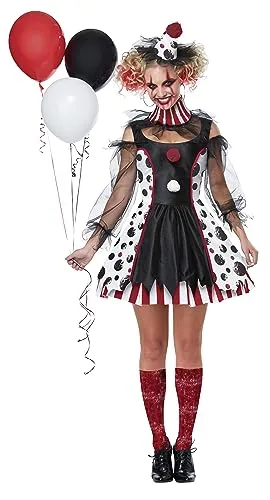 Déguisement clown psycho robe luxe femme Jadeo - Kostüm-Outfits für Erwachsene, luxuriöses Psycho-Clown-Kleid mit einzigartigem Design und bequemem Petticoat für unvergessliche Auftritte.