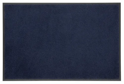 Wash+Dry Fußmatte Navy 40x60 cm - Waschbar & Rutschfest - Fußmatte für Innen & Außen, made in Europe, besonders flach, trittschalldämmend und pflegeleicht bis 60°C, ideal für Allergiker und Tierbesitzer.