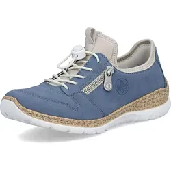 RIEKER Slip-On Sneaker für Damen, Gr. 41, jeansblau-creme - Bequeme RIEKER Slip-On Sneaker aus Lederimitat mit leichter Laufsohle, ideal für den Alltag. Die elastischen Einsätze sorgen für einfachen Einstieg und perfekten Sitz.