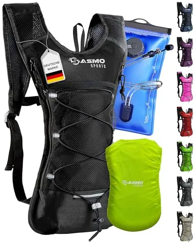Sasmo Trinkrucksack mit Thermofach - Rucksäcke für Läufer und Radfahrer, ultraleicht mit 2L BPA-freier Trinkblase und isoliertem Thermofach für längere Temperaturhaltung.
