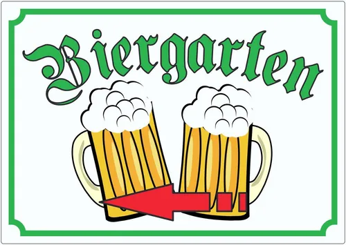 HB-Druck Aufkleber Biergarten links Aufkleber, wetterfest, UV-beständig, kratzfest