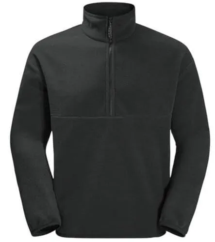 Jack Wolfskin Unisex Bockenheim Fleece Jacke, Granitschwarz, L - Funktionsjacke aus recyceltem Polartec-Fleece, wärmend und mit praktischem halben Reißverschluss, ideal für Outdoor-Aktivitäten.