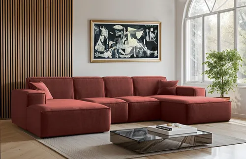 Kaiser Möbel Ecksofa SIENA U-Form, 4 Stoffoptionen in rot von Kaiser Möbel