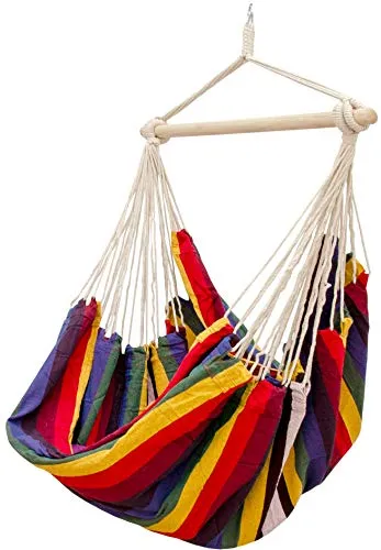 Eyepower XXL Hängesessel 185x130cm - Hängestuhl für 2 Personen bis 150 kg - Hängesessel aus 100% Baumwolle, belastbar bis 150 kg, ideal für drinnen und draußen. Riesige Maße und hoher Komfort für entspannte Stunden im Garten oder Zuhause.