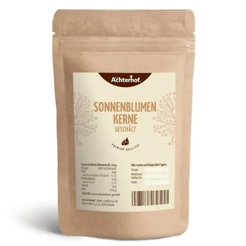 Sonnenblumenkerne geschält 1000g | besonders aromatisch im Geschmack | zum Kochen oder Backen oder als Kraftnahrung zwischendurch | vom Achterhof