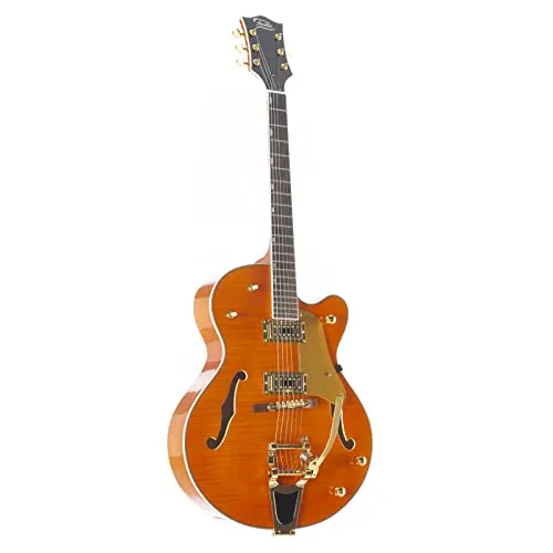 Fame SE Series Big Boy Orange Halbakustikgitarre - E-Gitarre im klassisch gestylten Hollowbody-Design mit Humbucker Tonabnehmer für vielseitigen Klang, ideal für Jazz und Rock'n'Roll.