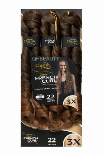 CHERISH Haarverlängerung, Kunsthaar, gelockt, federnd, 3 x spiralförmige französische Locken, Farbe T30