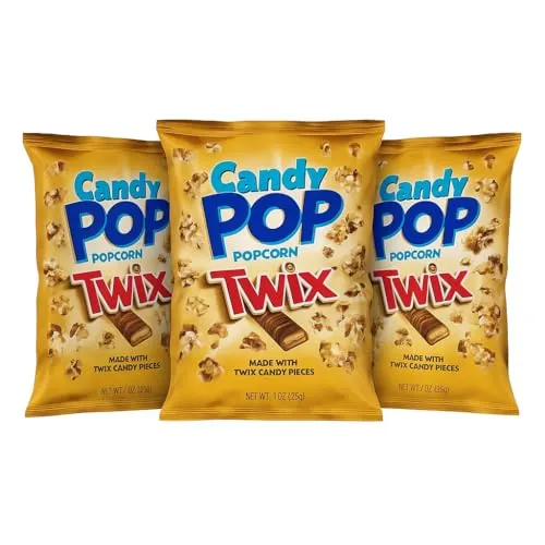 Candy Pop Twix 3er Pack – Süß-salziges Popcorn mit echten Twix-Stücken | USA-Import | Knusprig, schokoladig & karamellig | Perfekt für Filmabende & Partys