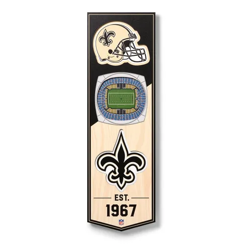 New Orleans Saints 3D Stadionbanner von YouTheFan - Stylisches Wanddeko-Schild in Teamfarben, aus hochwertigem MDF gefertigt. Perfekt für jeden Fanbereich und ein echter Hingucker für New Orleans Saints Anhänger.
