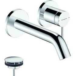hansgrohe Tecturis S Waschtischarmatur 73350000 - Waschtischarmatur für Wandmontage, mit einstellbarer Temperaturbegrenzung und unverschließbarer Ablaufgarnitur, ideal für moderne Badezimmer.