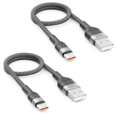 deleyCON 2x 0,30m USB C Kabel 3.1A Kurzes Ladekabel Datenkabel USB-A auf USB-C Cable für iPhone 17 16 15 Pro Max Air Galaxy A16 A56 S26 S25 S24 S23 Pixel iPad Pro MacBook AirPods Tablet Switch PS5