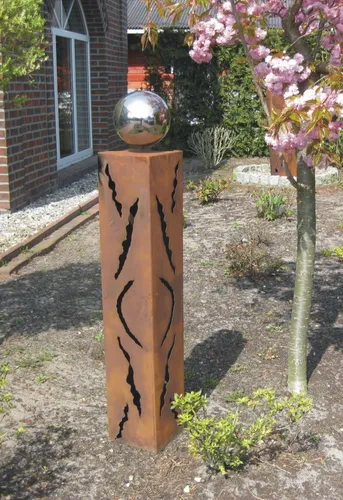Rost Säule RS18 Gartensäule Rostsäulen Rost Edelstahlkugel Deko
