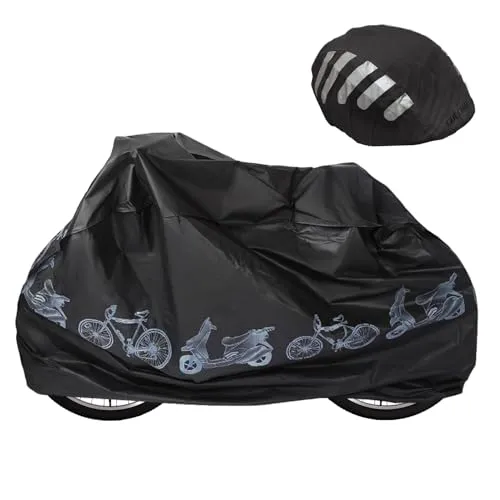 Pcs Fahrradabdeckung Set, Fahrradplane mit Helmabdeckung, Fahrrad Schutzhülle, Fahrradgarage Plane Anti-staub Regen UV Schutz für Mountainbike, Elektroauto 2