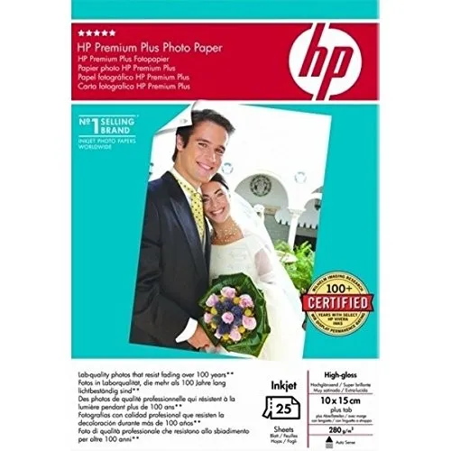 Hewlett Packard Premium Plus Photo Paper High-Gloss 280gsm 100x150mm